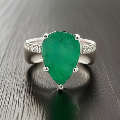 Natural Emerald Diamond Ring 6.5 14k WG 4.62 TCW Certified $4,950 310549