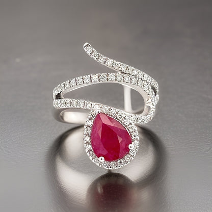 Natural Ruby Diamond Ring 6.75 14k W Gold 2.32 TCW Certified $5,950 310542