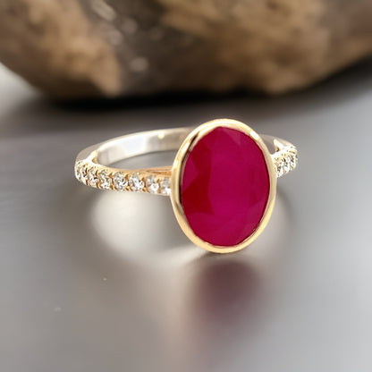 Natural Ruby Diamond Ring 6.75 14k Y Gold 4.38 TCW Certified $4,950 310583 - Certified Fine Jewelry