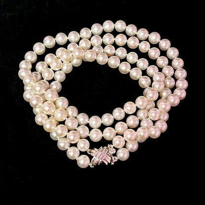 Tiffany & Co Estate Akoya Pearl Necklace 16-17" 18k Gold 7 mm Certified $12,950 401395
