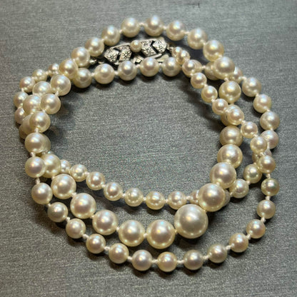 Mikimoto Estate Akoya Pearl Graduated Necklace 20" Silver 7.63-3.50 mm M364