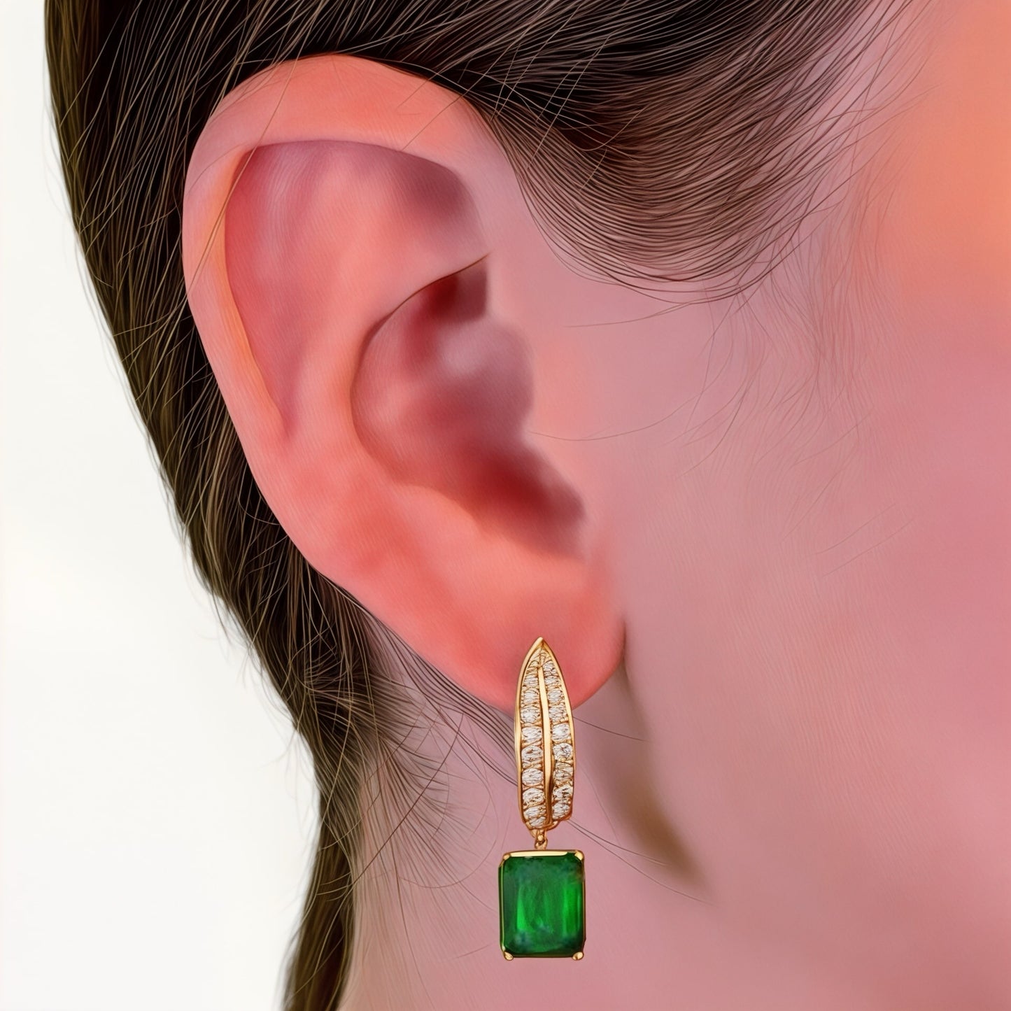 Natural Emerald Diamond Dangle Earrings 14k W Gold 4.86 TCW Certified $7,250 018691