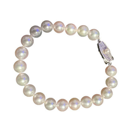 Mikimoto Estate Akoya pearl Bracelet 7" Sterling Silver 6 mm M397