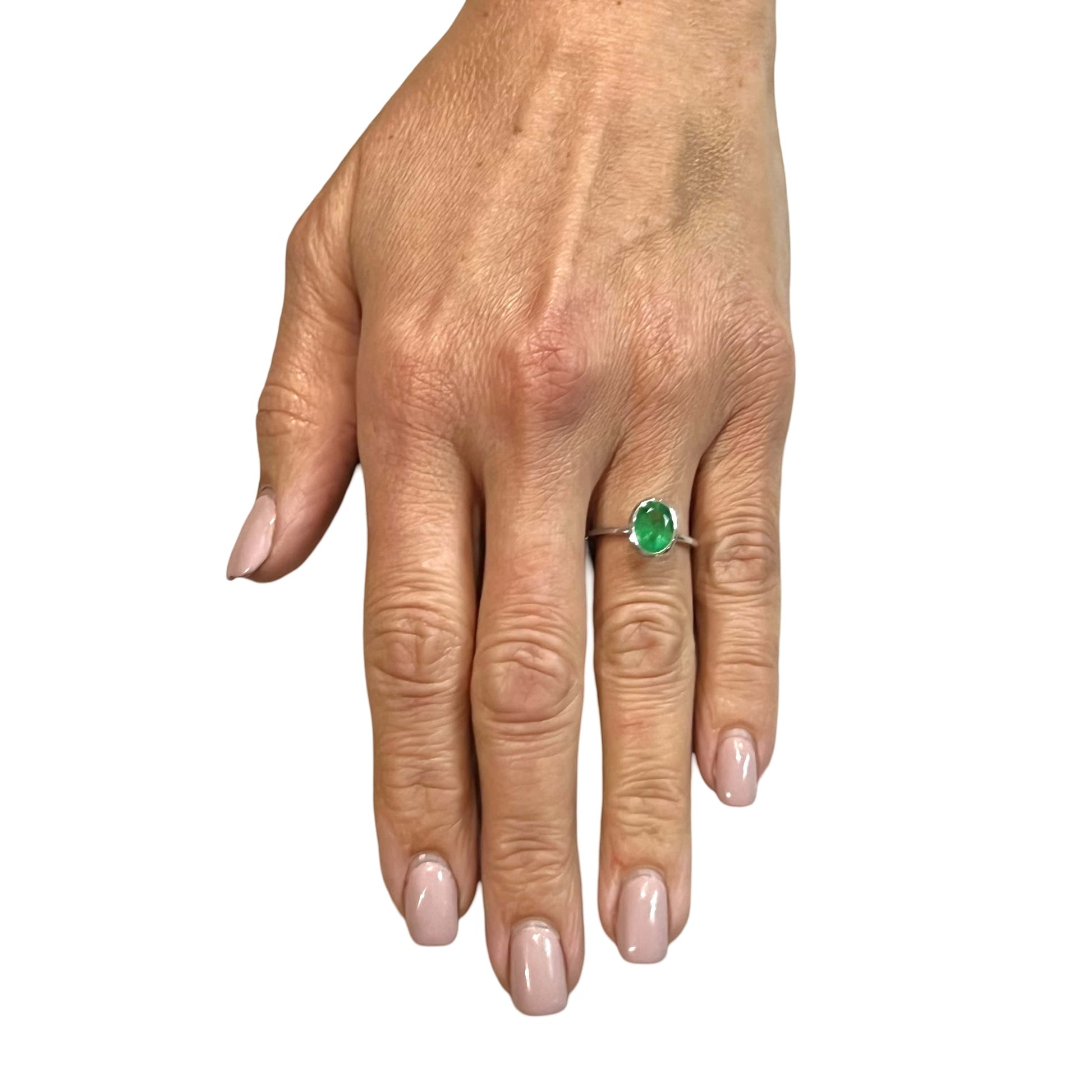 Natural Solitaire Emerald Ring Size 6.5 14k White Gold 2.5 Cts Certified $1,950 310572