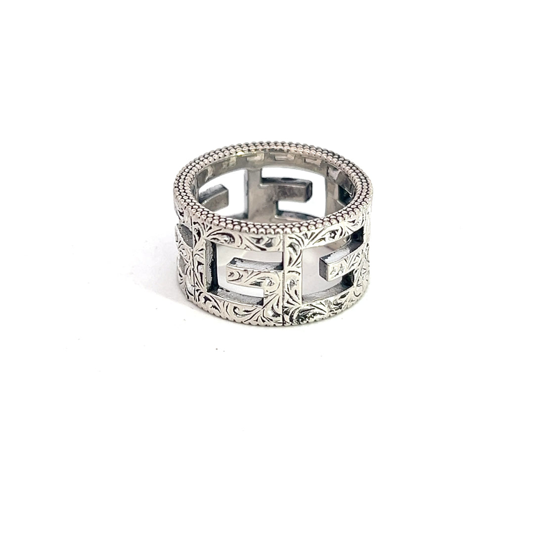 Gucci Estate Ring Size 5.5 Sterling Silver 11 mm G24