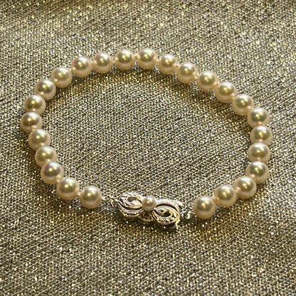 Mikimoto Estate Akoya pearl Bracelet 7" Sterling Silver 6 mm M377