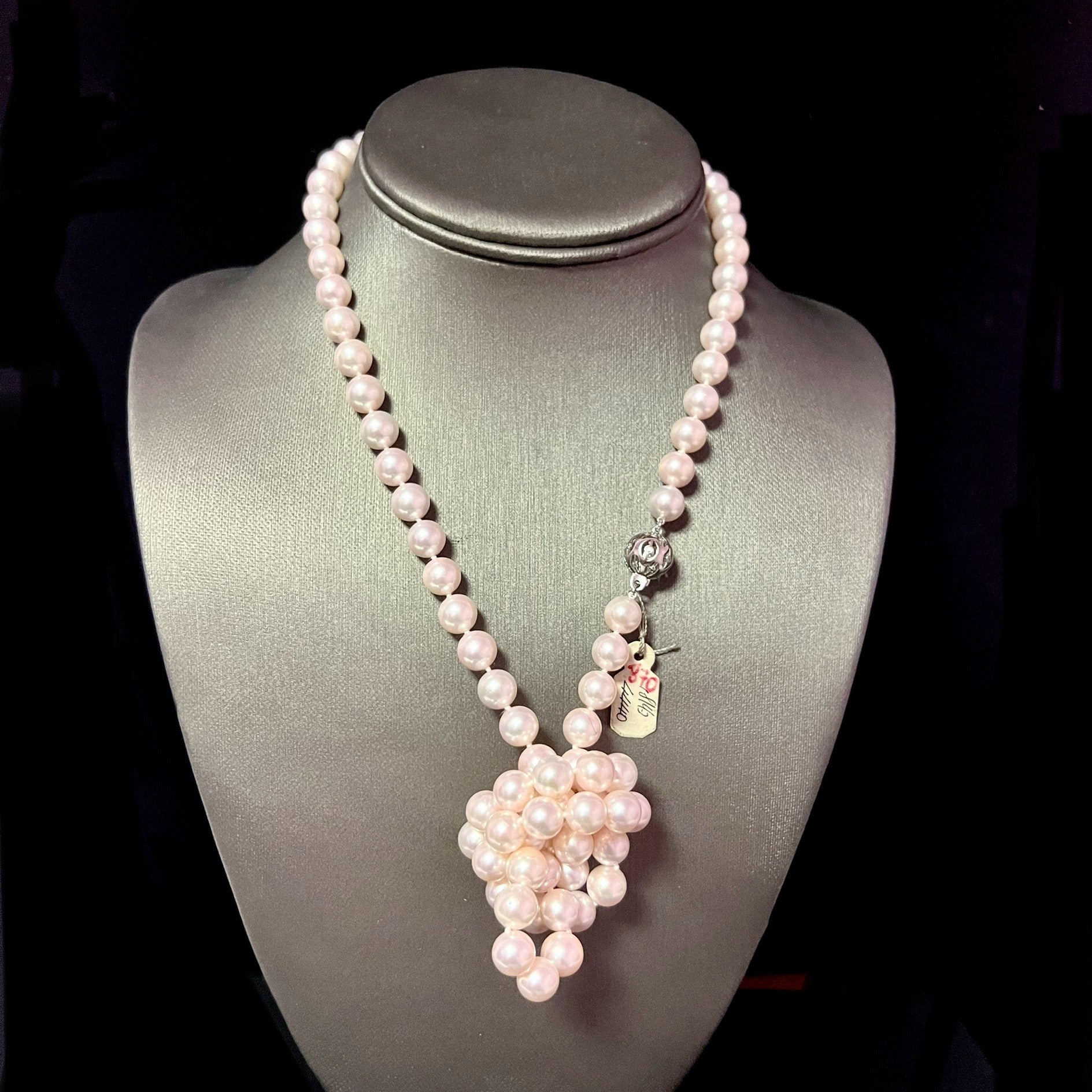 Akoya Pearl Diamond Necklace 30" 18k W Gold 8.50 mm Certified $5,975 311640