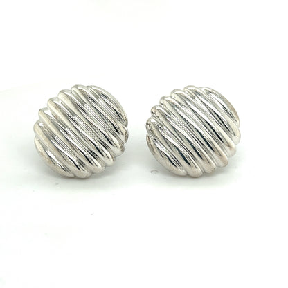John Hardy Authentic Estate Ribbed Earrings With Omega Back Sterling Silver JH44 - Certified Fine Jewelry