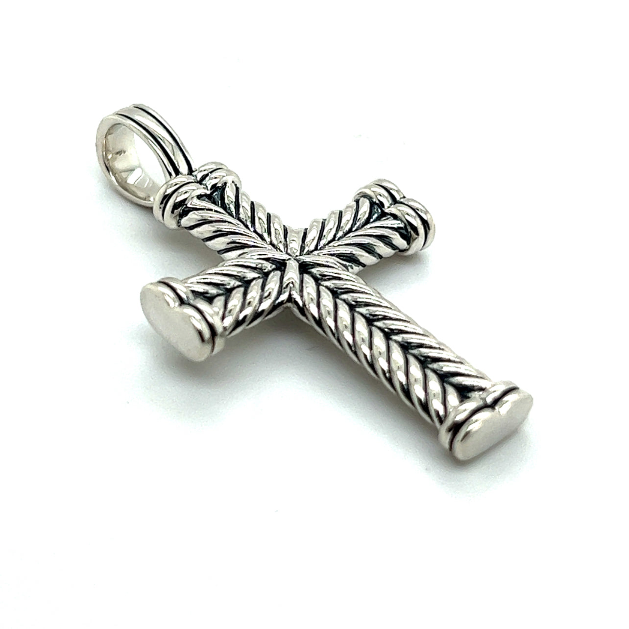 David Yurman Authentic Estate Chevron Silver Cross Pendant DY488