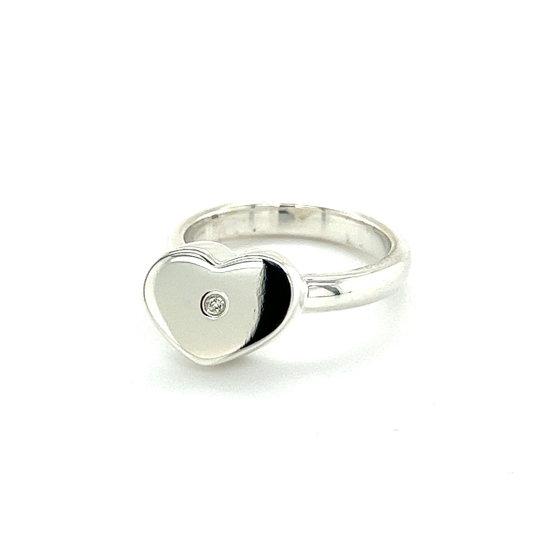 Tiffany & Co Authentic Estate Heart Diamond Ring Size 8.5 Silver TIF467