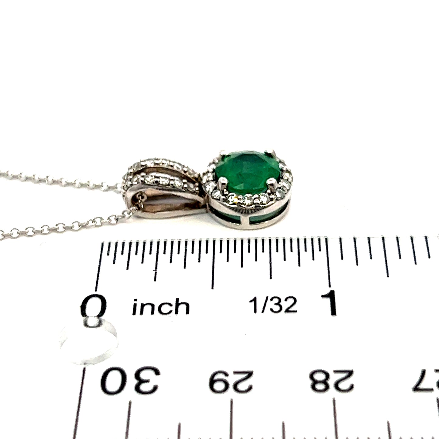 Natural Emerald Diamond Pendant Necklace 18" 14k W Gold 1.84 TCW Certified $5,950 215428 - Certified Fine Jewelry
