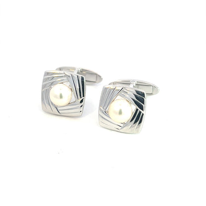 Mikimoto Estate Akoya Pearl Cufflinks 6.70 mm Sterling Silver M380