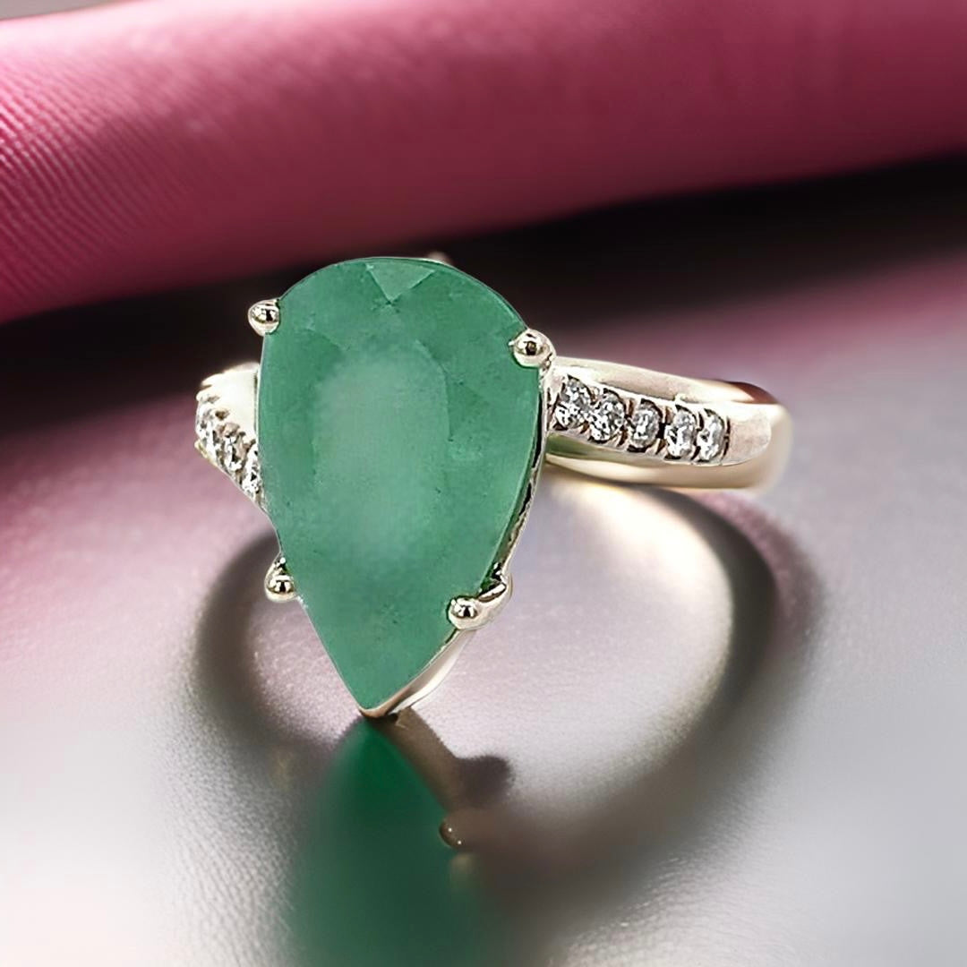 Natural Emerald Diamond Ring Size 7 14k Y Gold 7.17 TCW Certified $4,975 401582