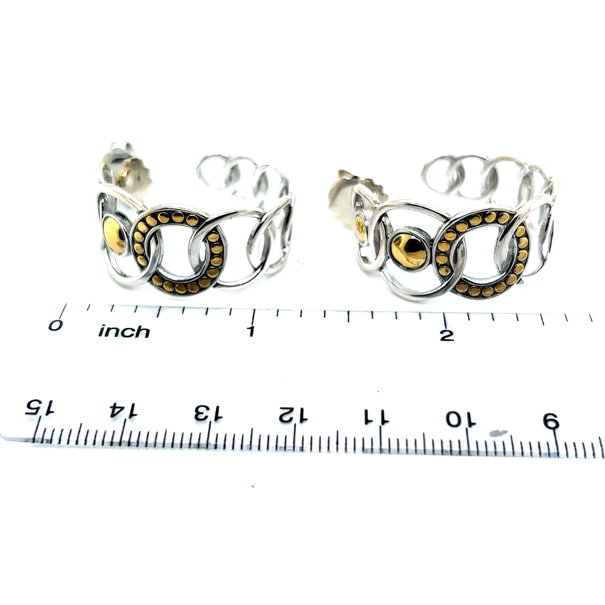 John Hardy Estate Hoop Earrings 22k Gold + Silver JH51