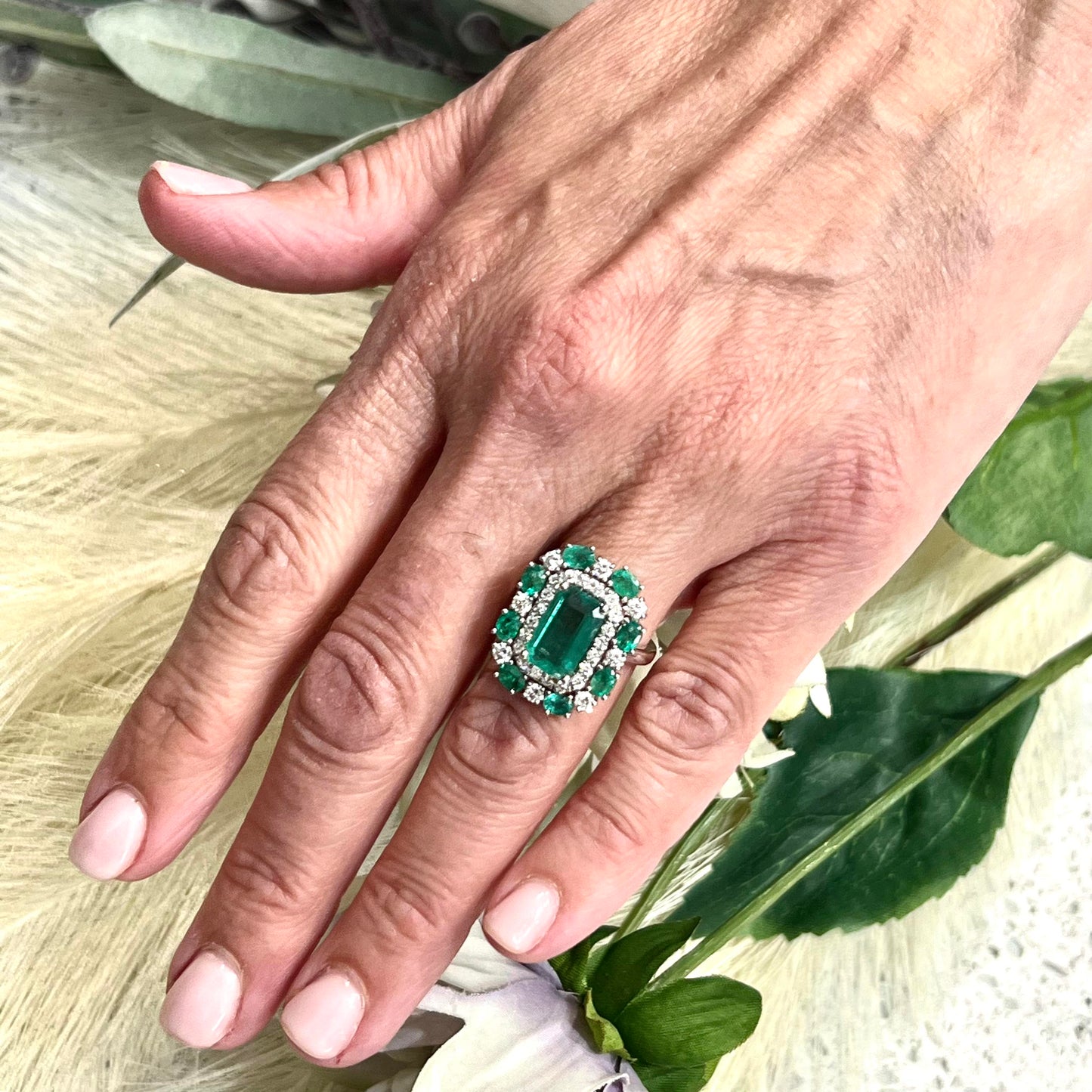 Natural Emerald Diamond Ring 6.5 14k Gold 4.52 TCW GIA Certified $12,950 210738