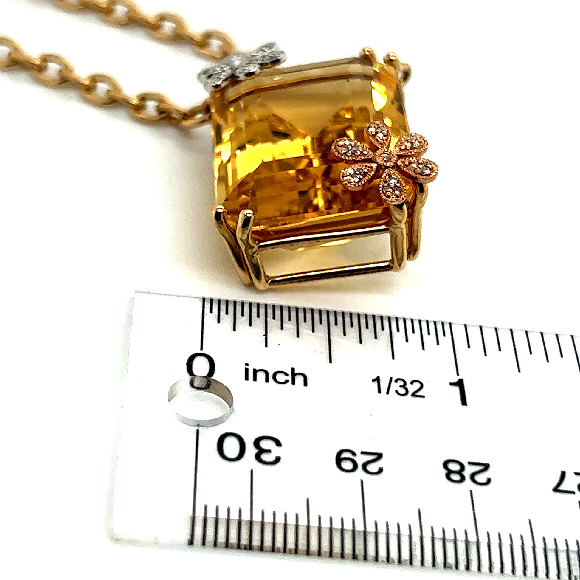 Diamond Citrine Necklace 14k Gold 25.12 TCW Women Certified $3,950 915314