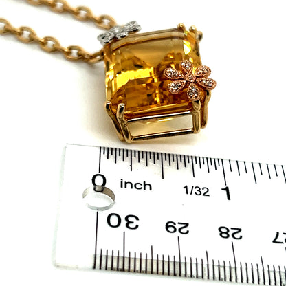 Diamond Citrine Necklace 14k Gold 25.12 TCW Women Certified $3,950 915314 - Certified Fine Jewelry
