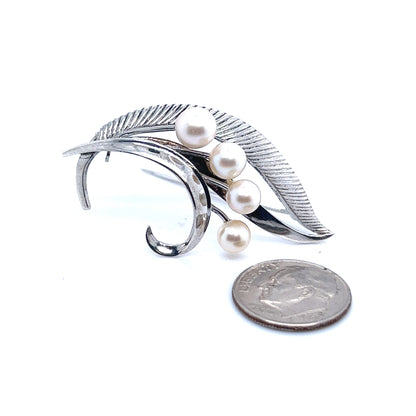 Mikimoto Estate Akoya Pearl Brooch Silver 7 mm M331 - Certified Fine Jewelry