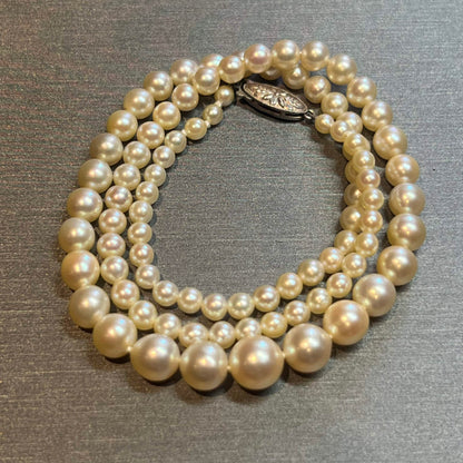 Mikimoto Estate Akoya Pearl Necklace 18" Silver 3.5 - 8.25 mm M359