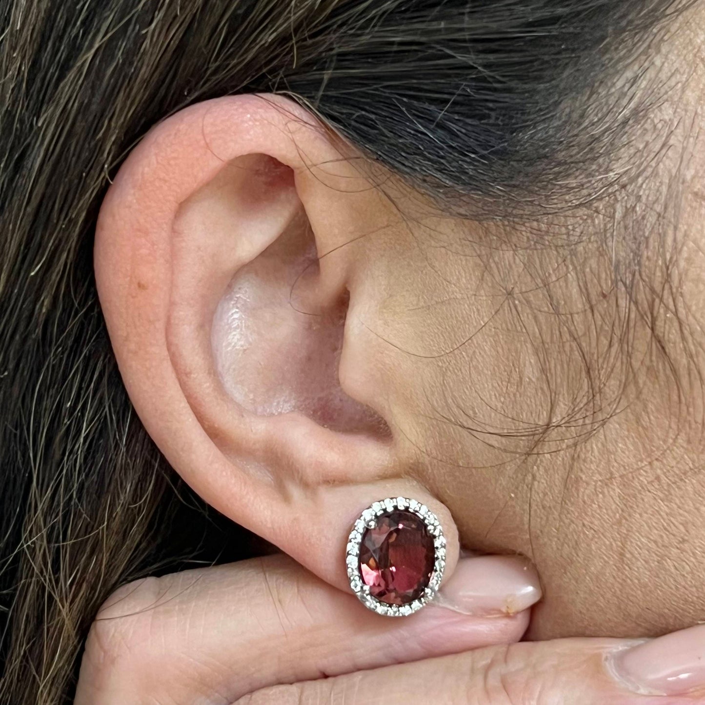 Natural Tourmaline Diamond Stud Earrings 14k WG 5.85 TCW Certified $6,950 121150