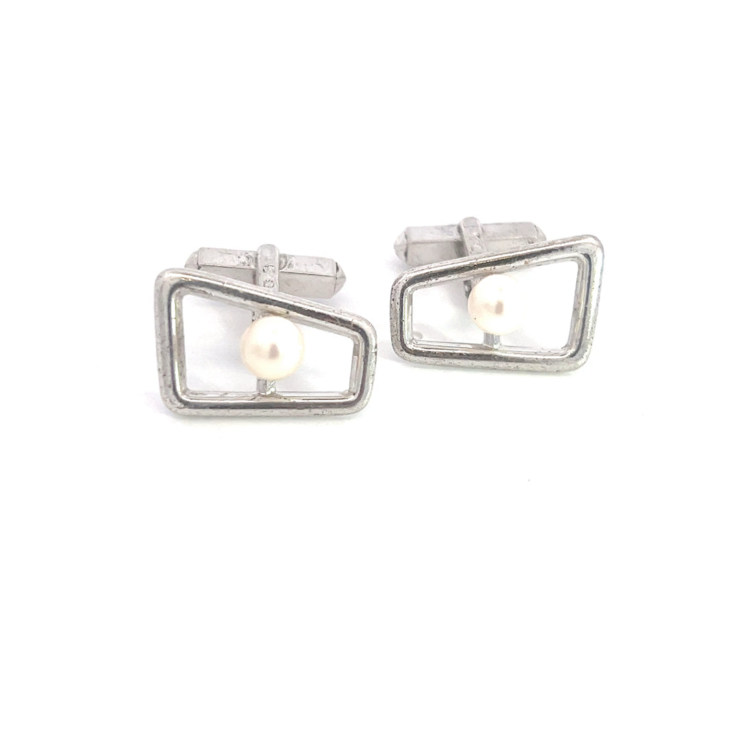 Mikimoto Estate Akoya Pearl Cufflinks Sterling Silver 6 mm M387