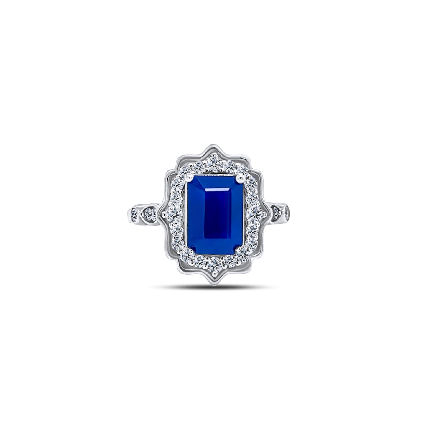 Natural Sapphire Diamond Ring Size 6.5 14k W Gold 3.51 TCW Certified $2,950 300214