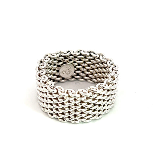 Tiffany & Co Estate Somerset Ring Size 8 Sterling Silver 10 mm TIF691