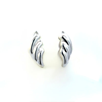 Tiffany & Co Estate Puffed Wings Clip-on Earrings Sterling Silver TIF739