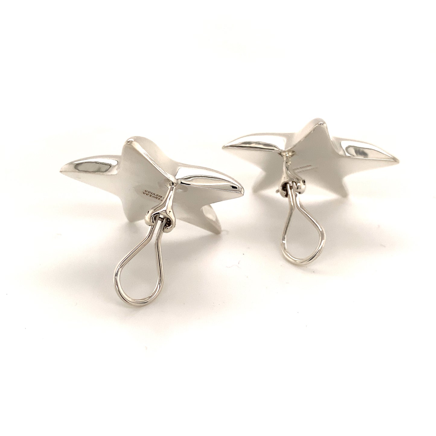 Tiffany & Co Estate Omega Back Star Earrings Sterling Silver TIF92