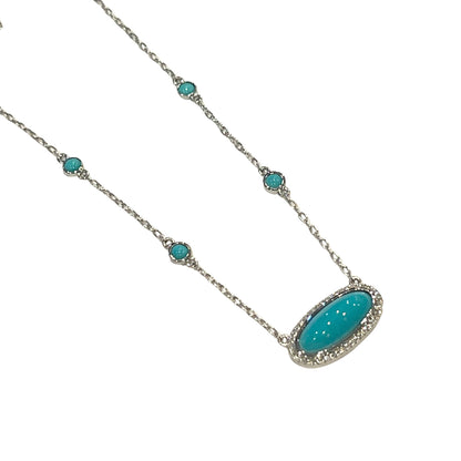 Natural Persian Turquoise Diamond Pendant Necklace 17" 14k WG 13.27 TCW Certified $5,950 308488