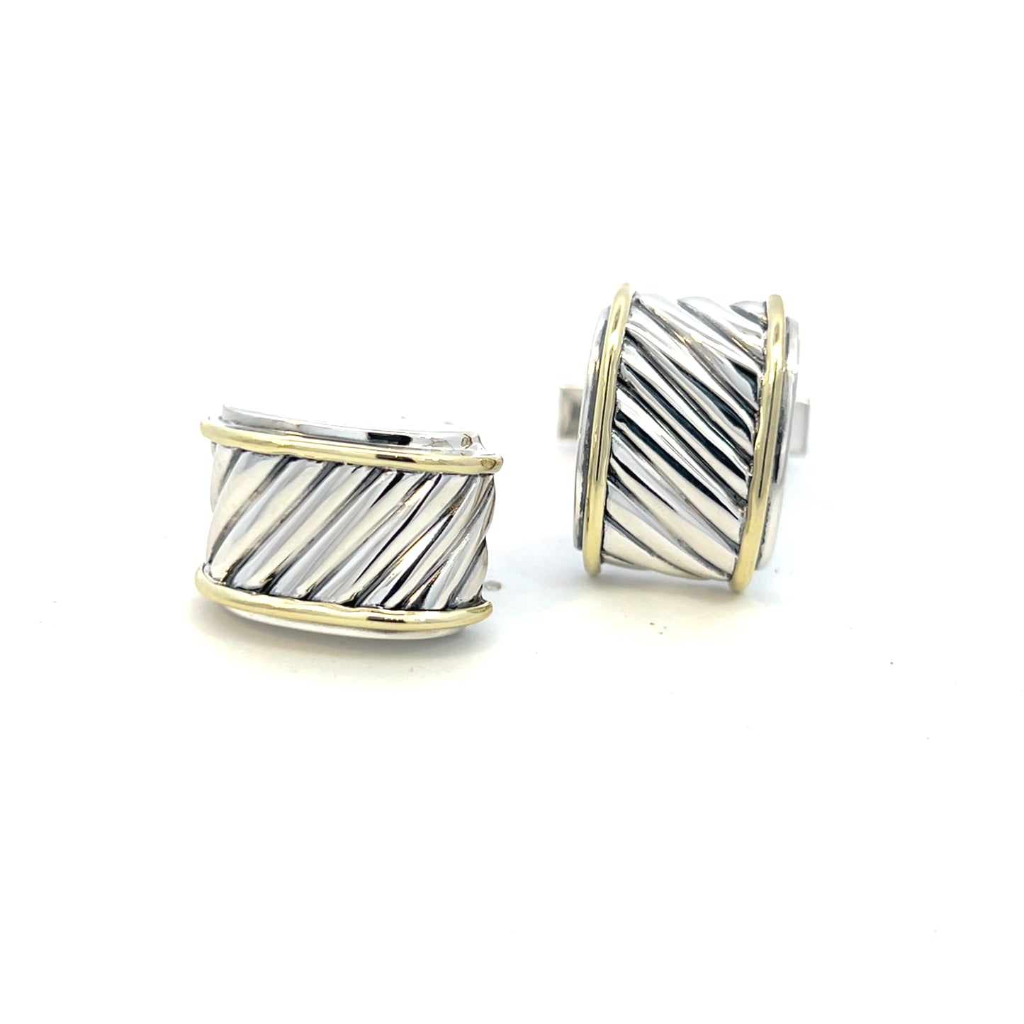 David Yurman Authentic Estate Cigar Band Cufflinks 14k Silver DY511