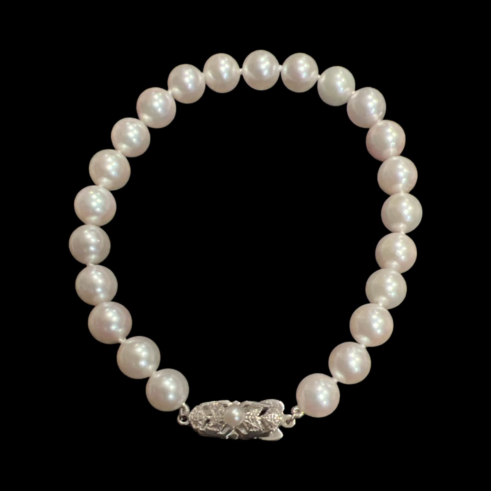 Mikimoto Estate Akoya Pearl Bracelet 8" Silver 7.5-8 mm M406