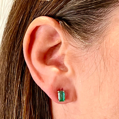 Natural Emerald Stud Earrings 14k White Gold 1.25 Cts Certified $3,490 215625