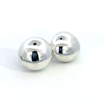 Tiffany & Co Estate Round Puffed Clip on Earrings Sterling Silver TIF646