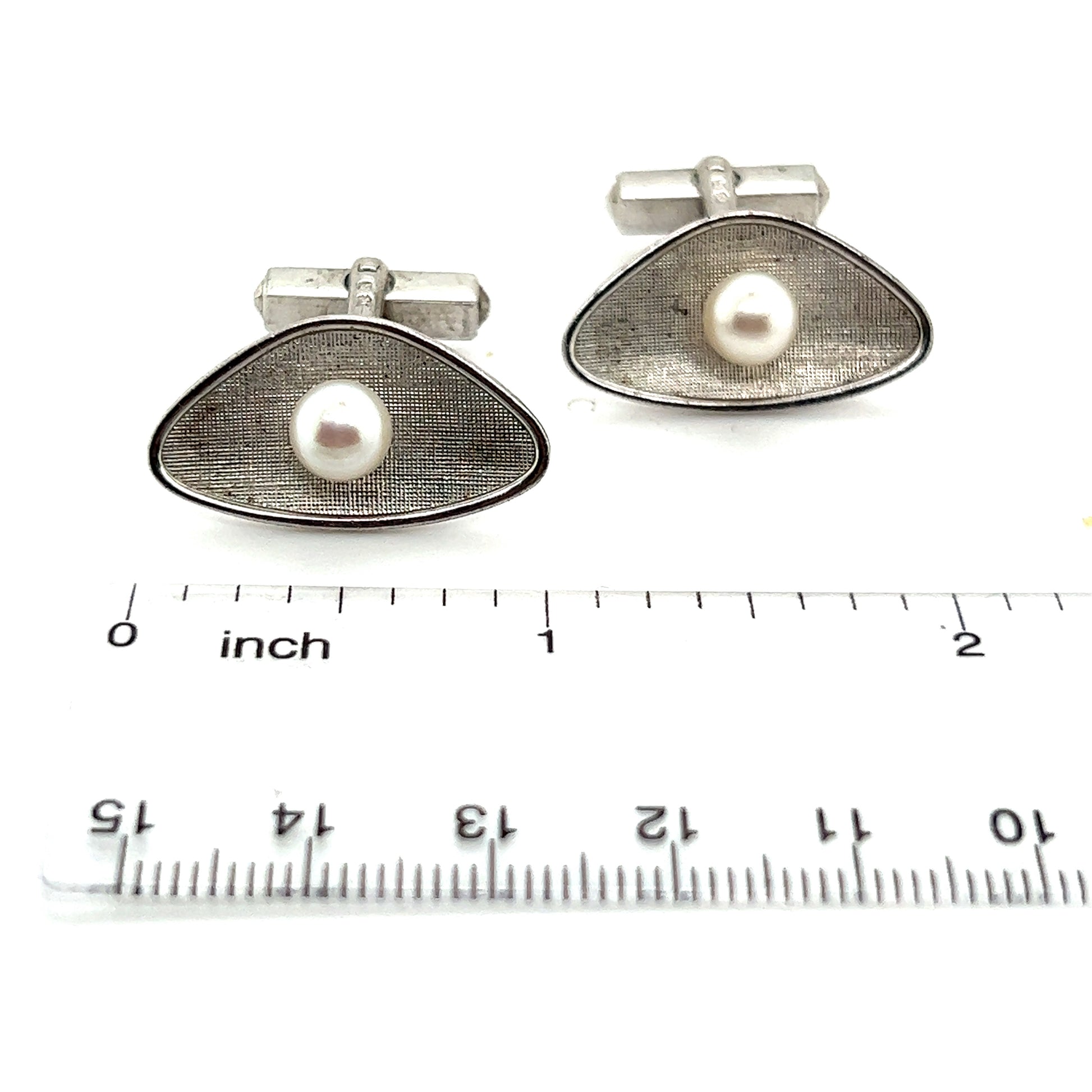 Mikimoto Estate Akoya Pearl Mens Cufflinks 6.5 mm Sterling Silver M311 - Certified Fine Jewelry