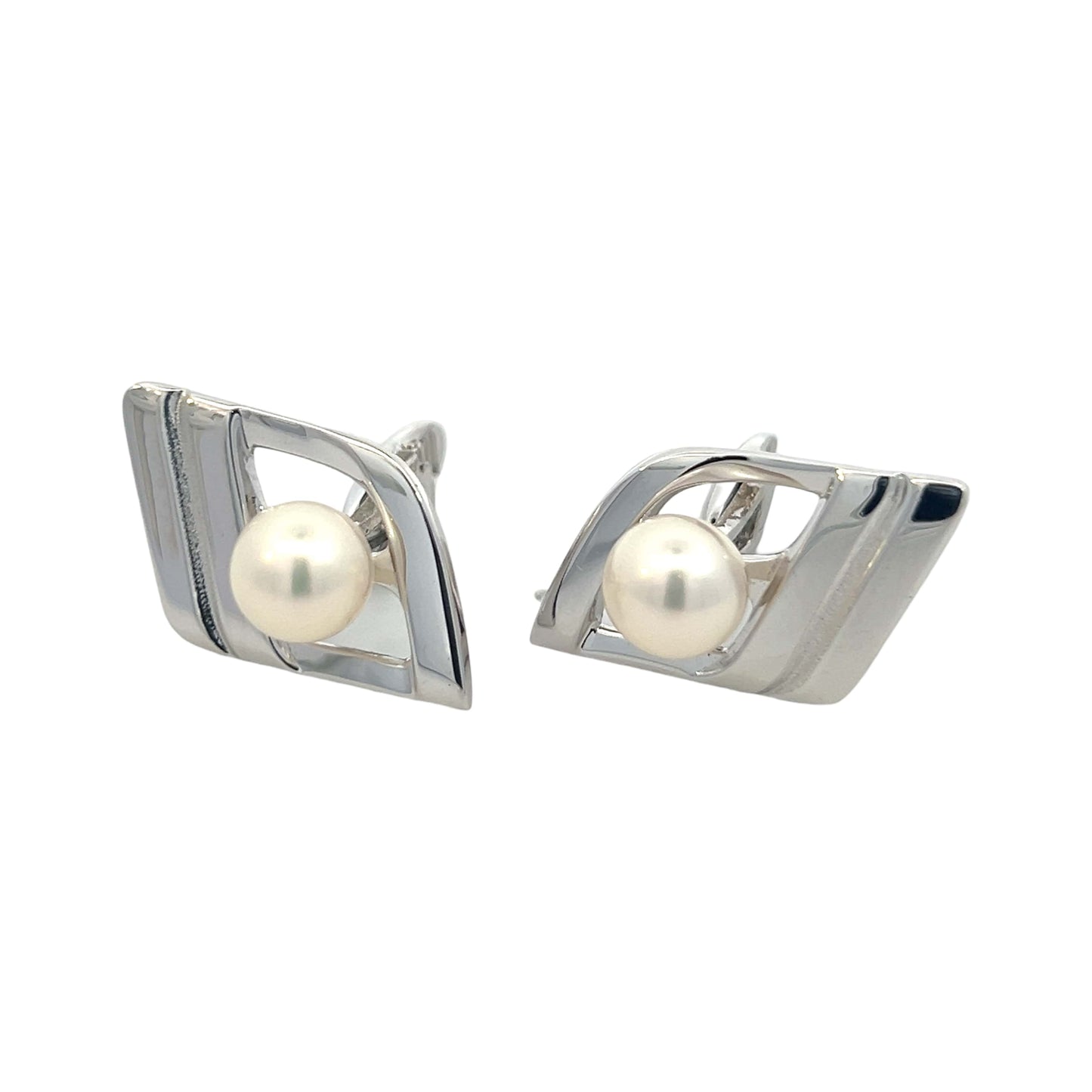 Mikimoto Estate Akoya Pearl Cufflinks Silver 7.50 mm M400