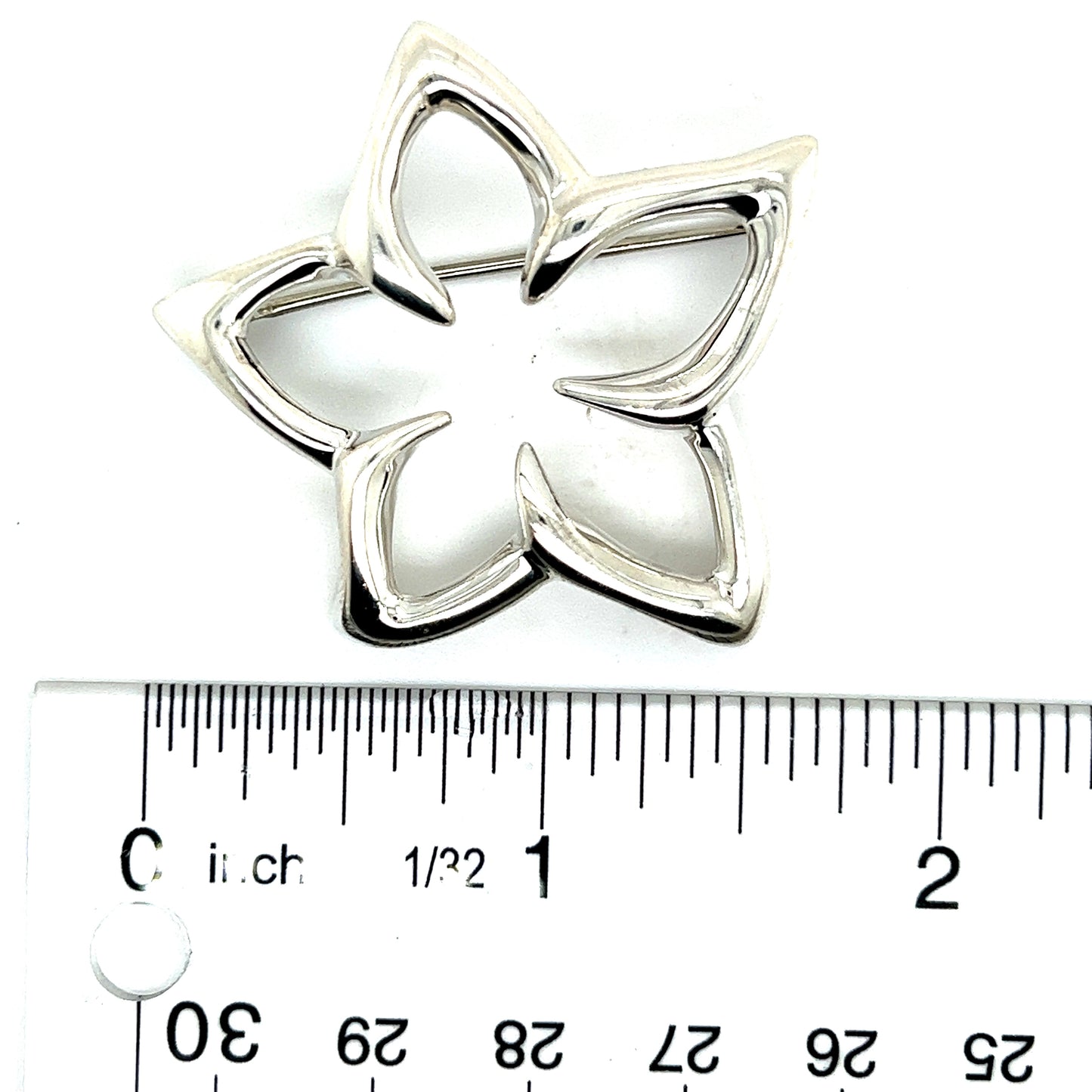 Tiffany & Co Estate Open Flower Brooch Pin Sterling Silver TIF473