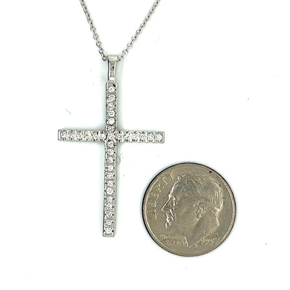 Natural Diamond Cross Pendant 17" Chain 14k White Gold 0.41 TCW Certified $3,490 307921