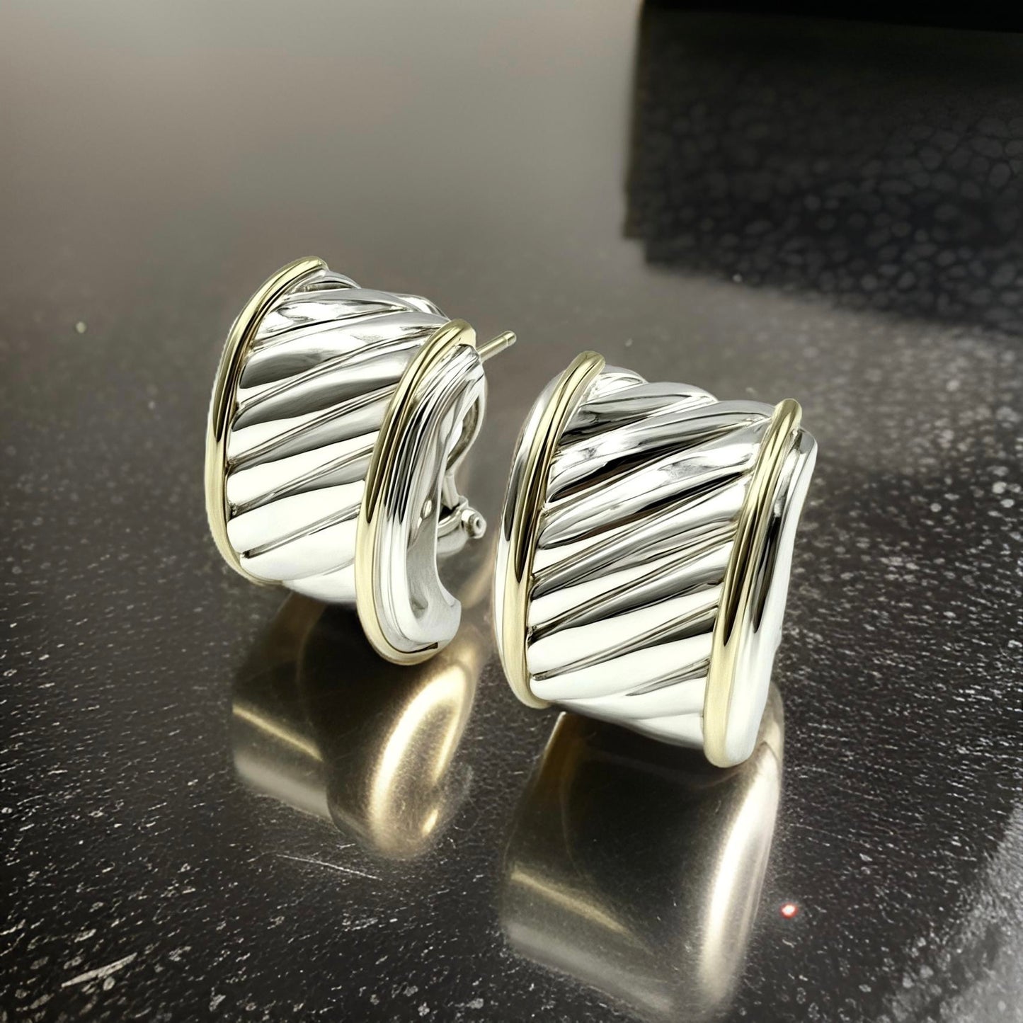 David Yurman Authentic Estate Earrings 14k Gold + Silver DY491