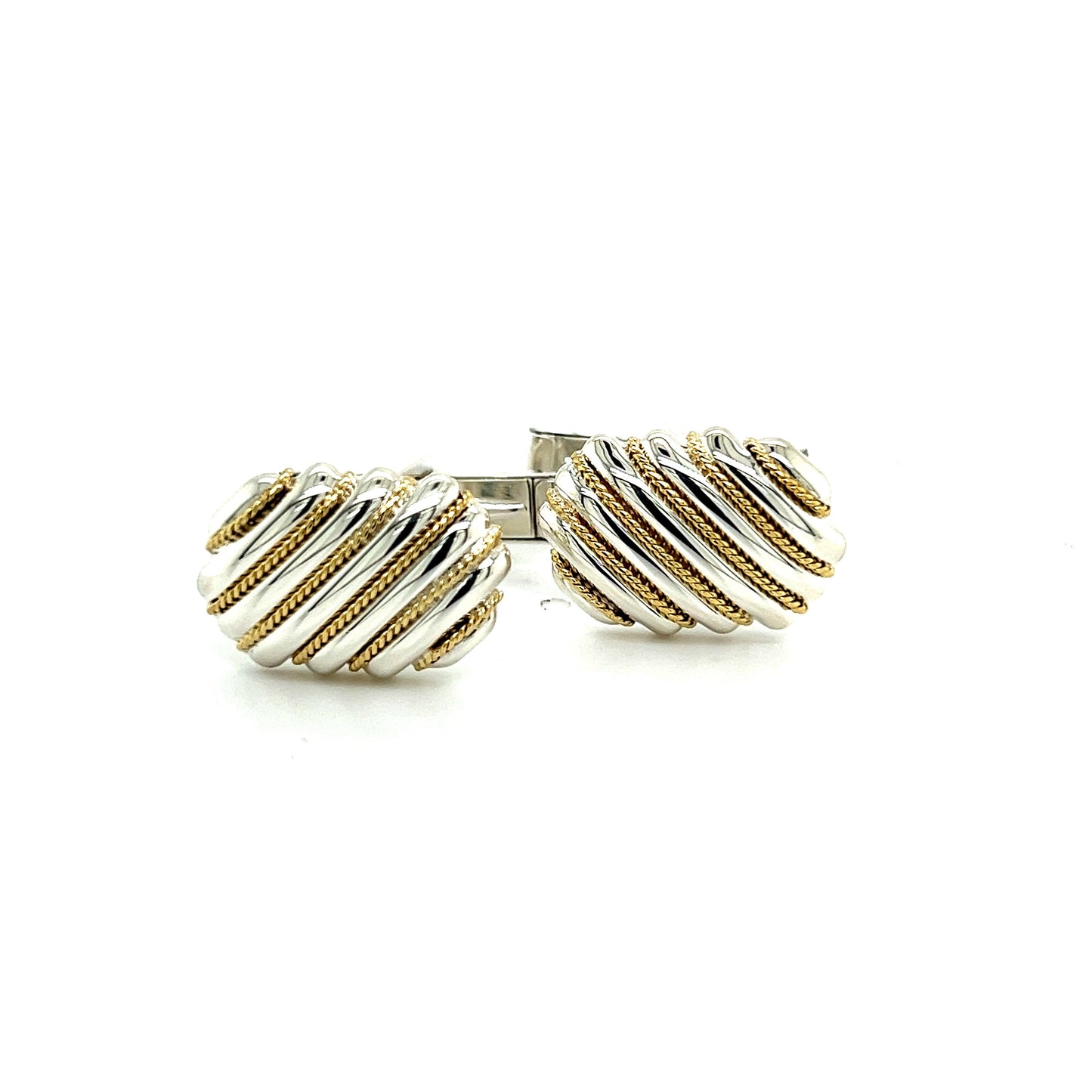 Tiffany & Co Estate Cufflinks 18k Y Gold + Sterling Silver TIF735