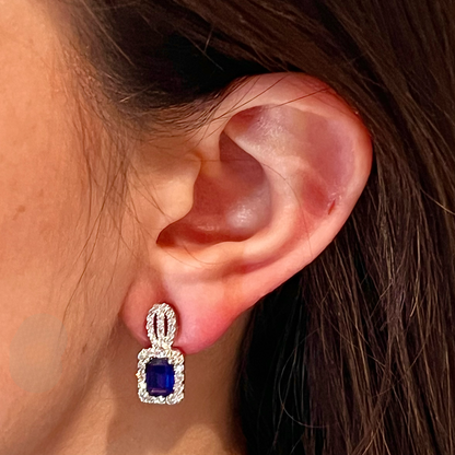 Natural Sapphire Diamond Earrings 14k W Gold 2.84 TCW Certified $6,950 215410
