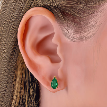 Natural Emerald Stud Earrings 14k Y Gold 1.60 Ctw Certified $2,790 215624