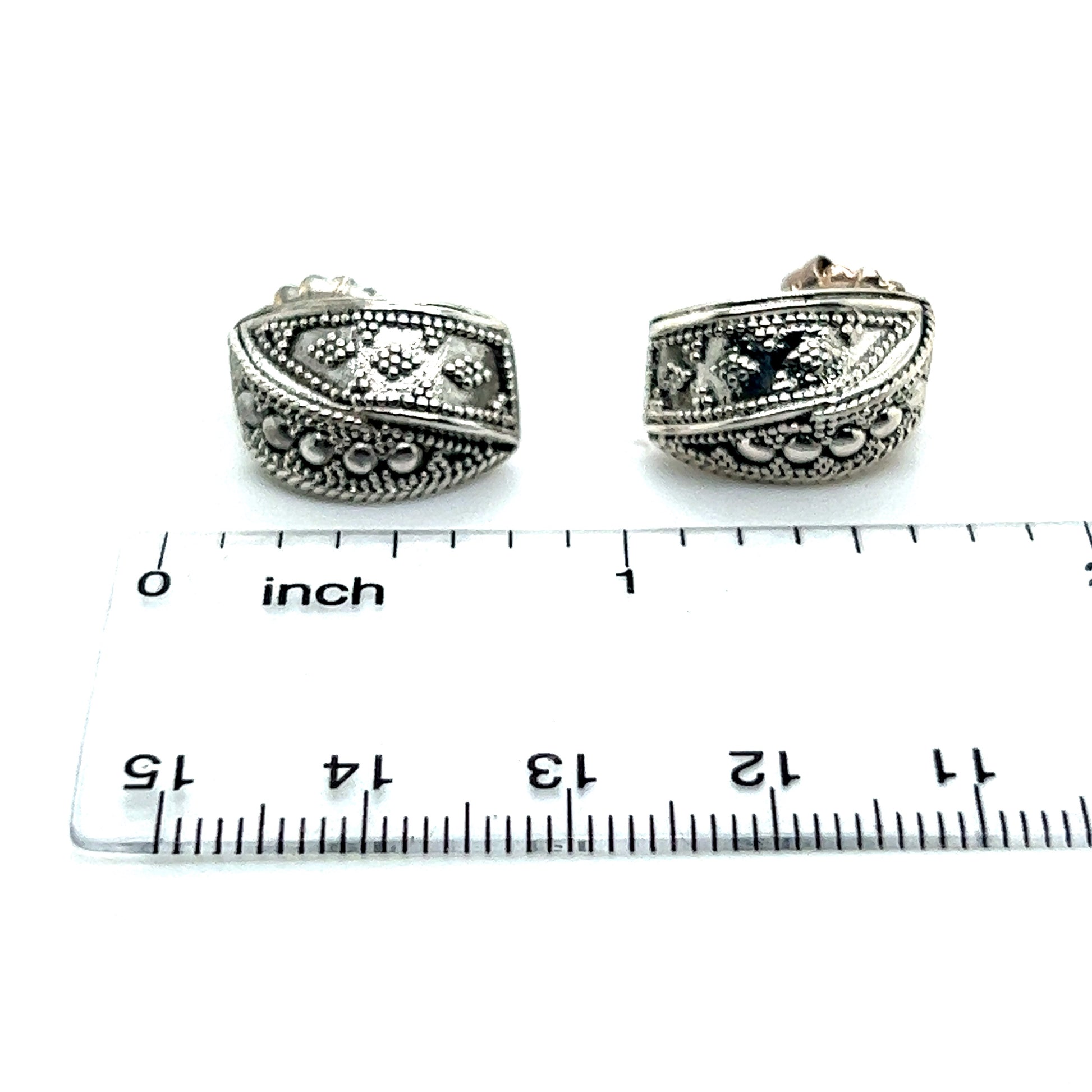 John Hardy Authentic Estate Stud Earrings Original Backs Silver JH46 - Certified Fine Jewelry