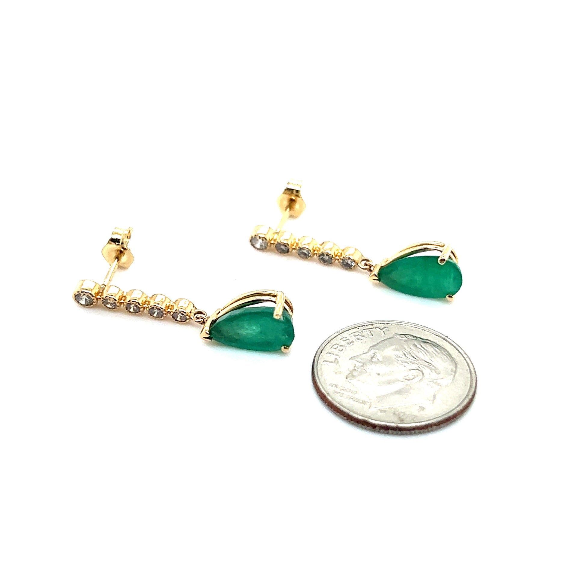 Natural Emerald Diamond Dangle Earrings 14k Y Gold 2.23 TCW Certified $3,975 121256