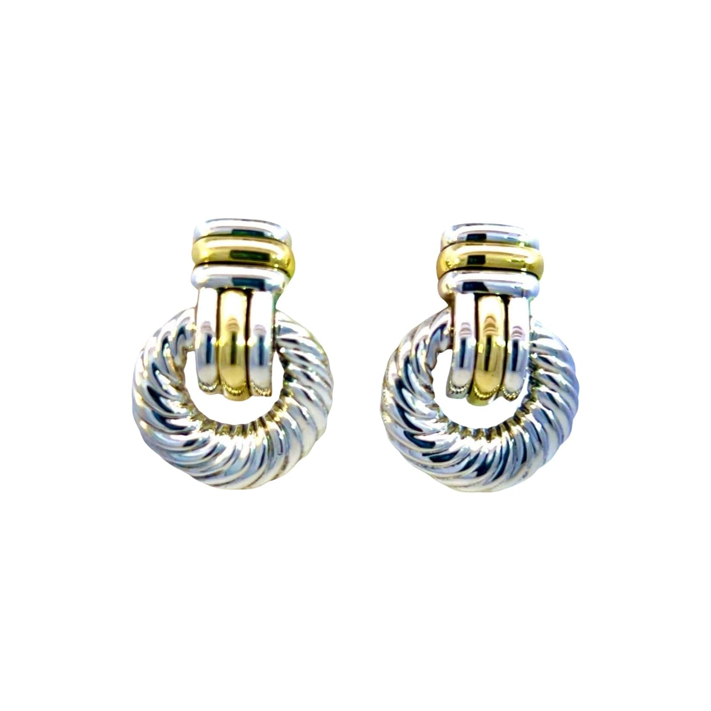 David Yurman Authentic Estate Door Knocker Pierced Earrings 14k Silver DY513