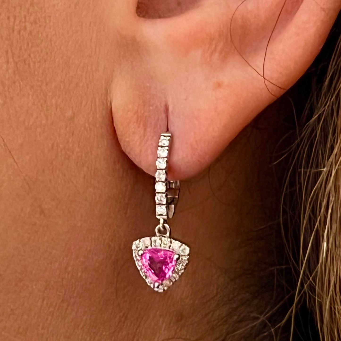 Natural Sapphire Diamond Earrings 14k W Gold 2.01 TCW Certified $1,950 307916