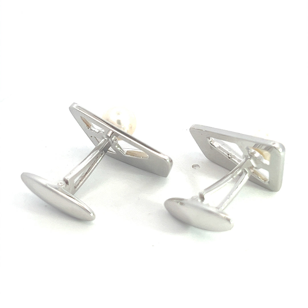 Mikimoto Estate Akoya Pearl Cufflinks Sterling Silver 6.85 mm M388