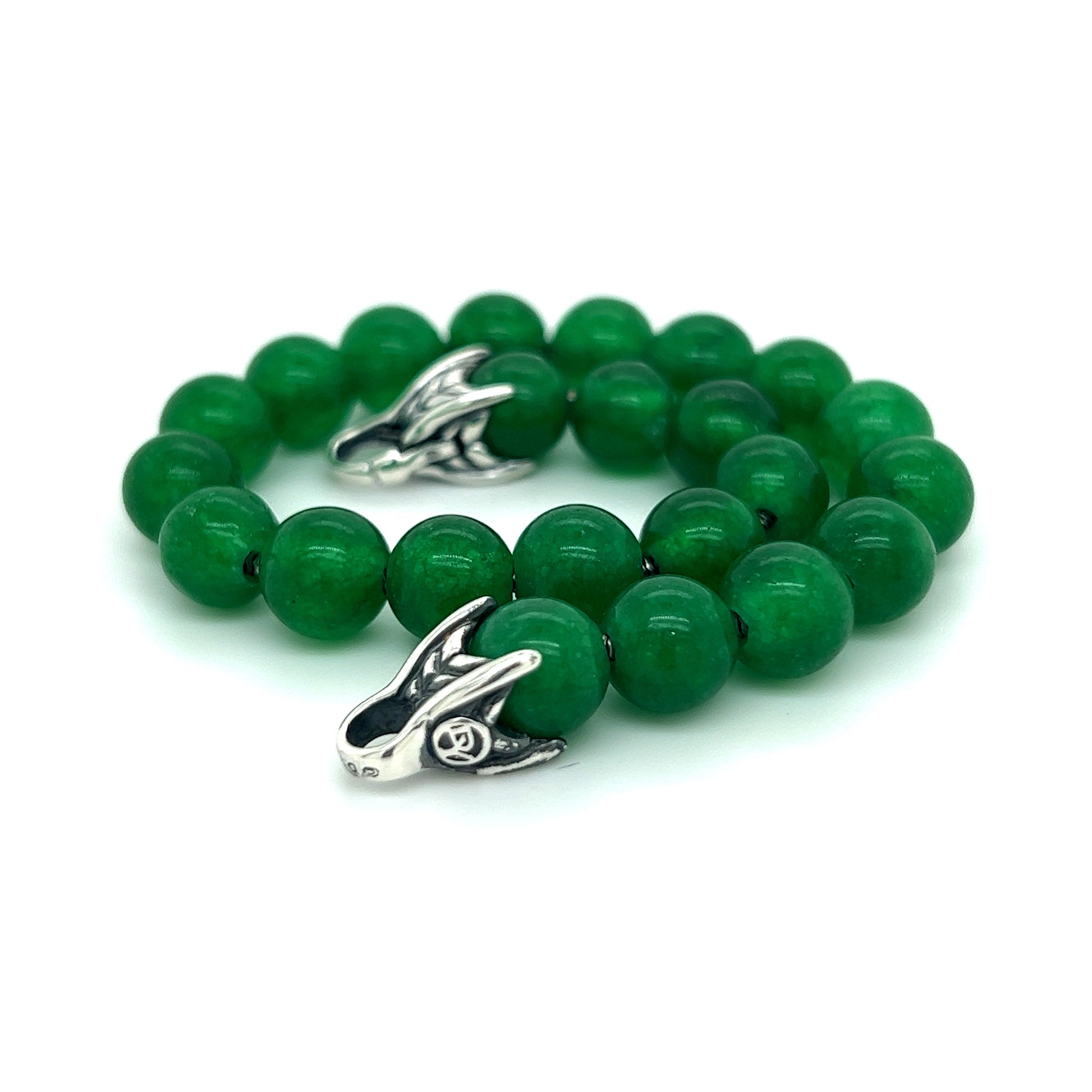 David Yurman Authentic Estate Green Onyx Prayer Bead Bracelet 8" Sterling Silver DY438