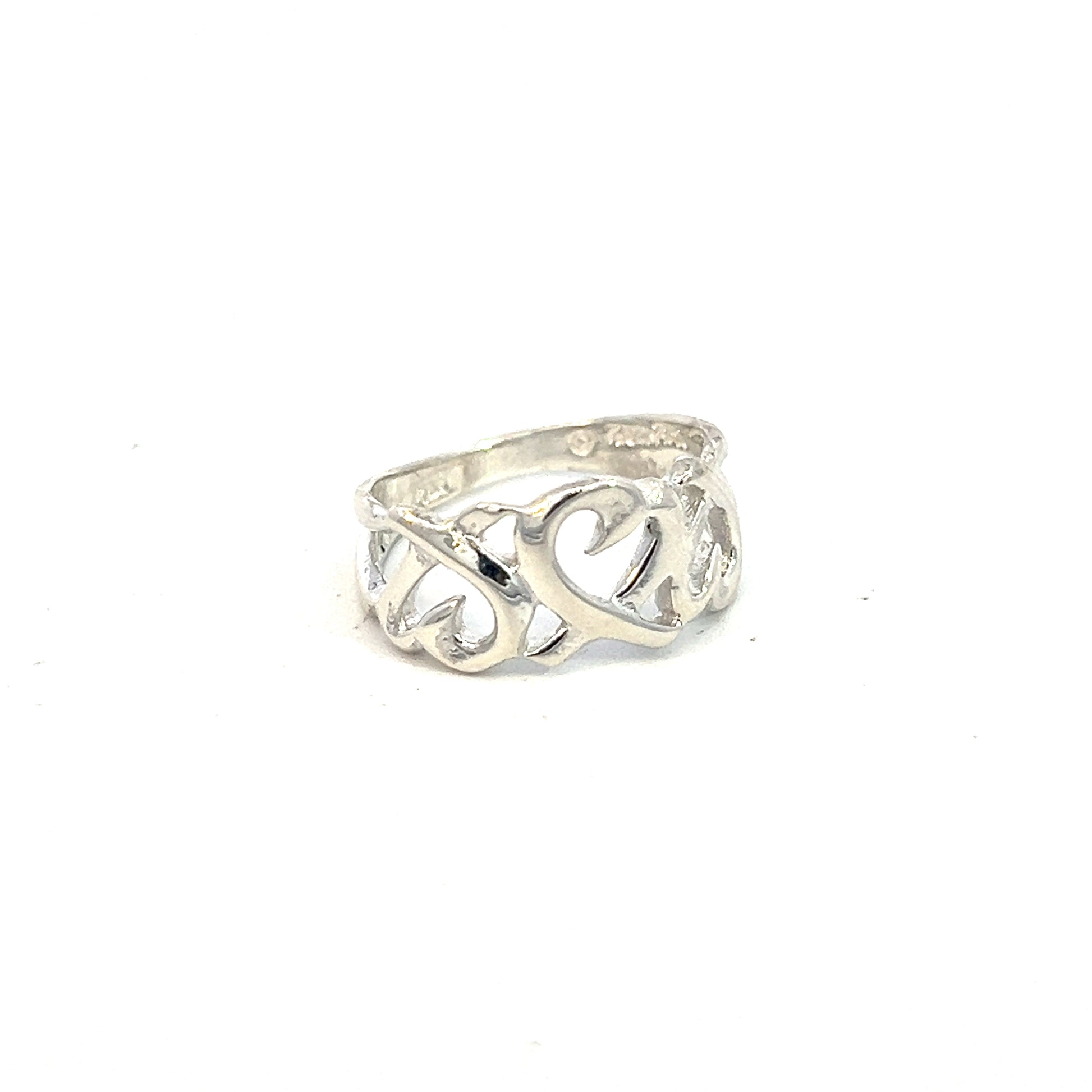 Tiffany & Co Estate Triple Heart Ring 4 Sterling Silver TIF642