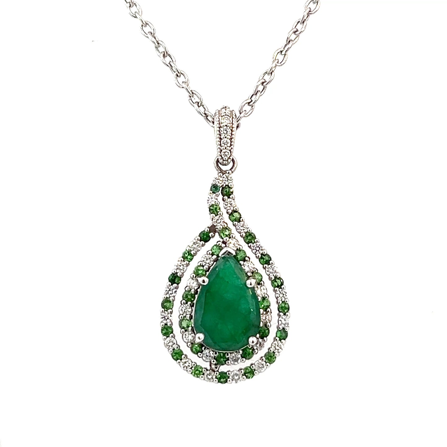 Natural Emerald Diamond Necklace 18" 14k Gold 5.6 TCW Certified $6,950 301451